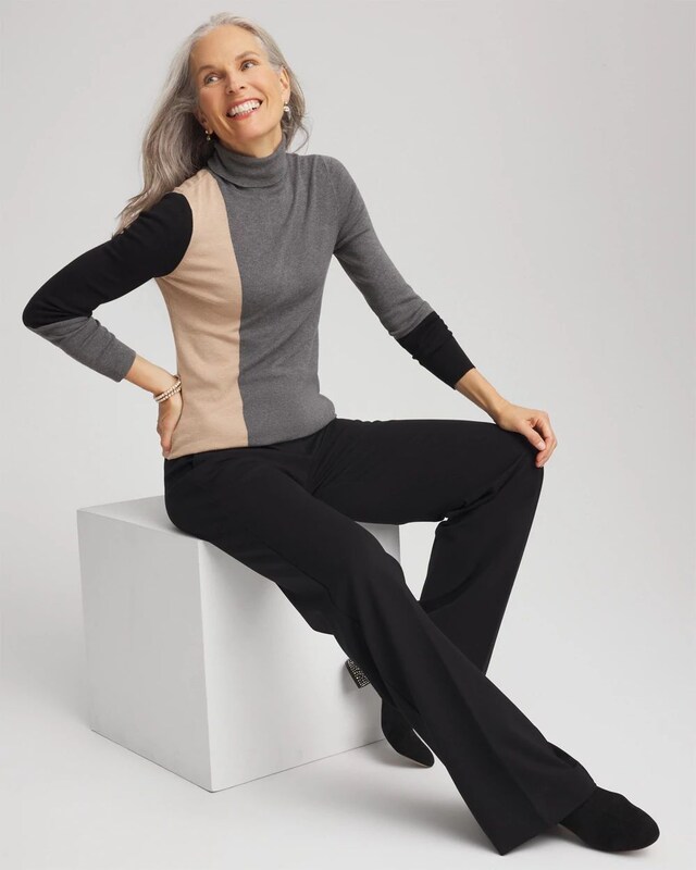 Ella Colorblock Intarsia Turtleneck Sweater - image 2